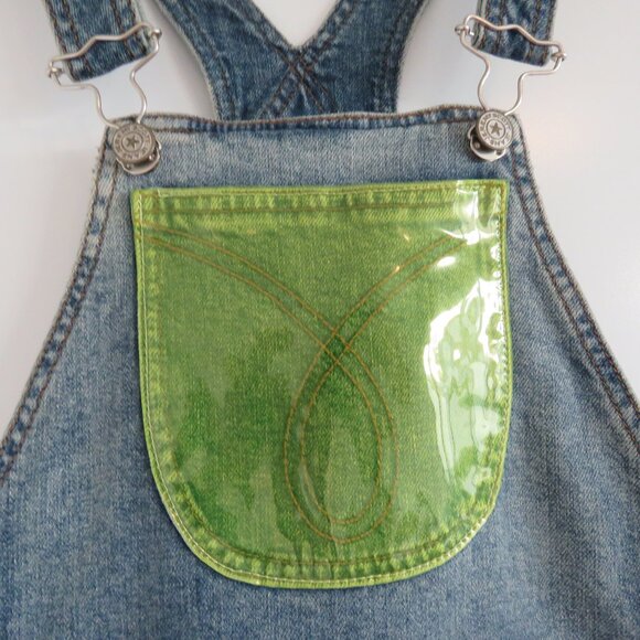 JEREMY SCOTT X MOSCHINO Neon Applique Denim Overall Dress Avant Garde Size US 6 - Picture 6 of 15